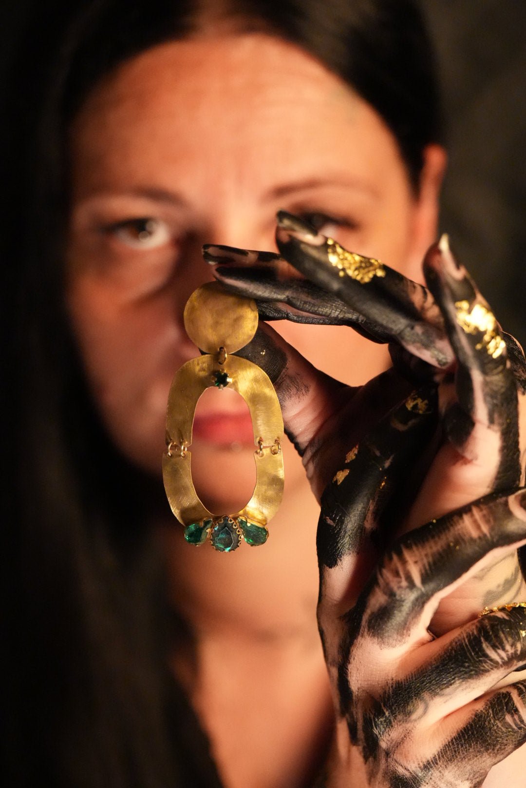 Orecchino Green oval