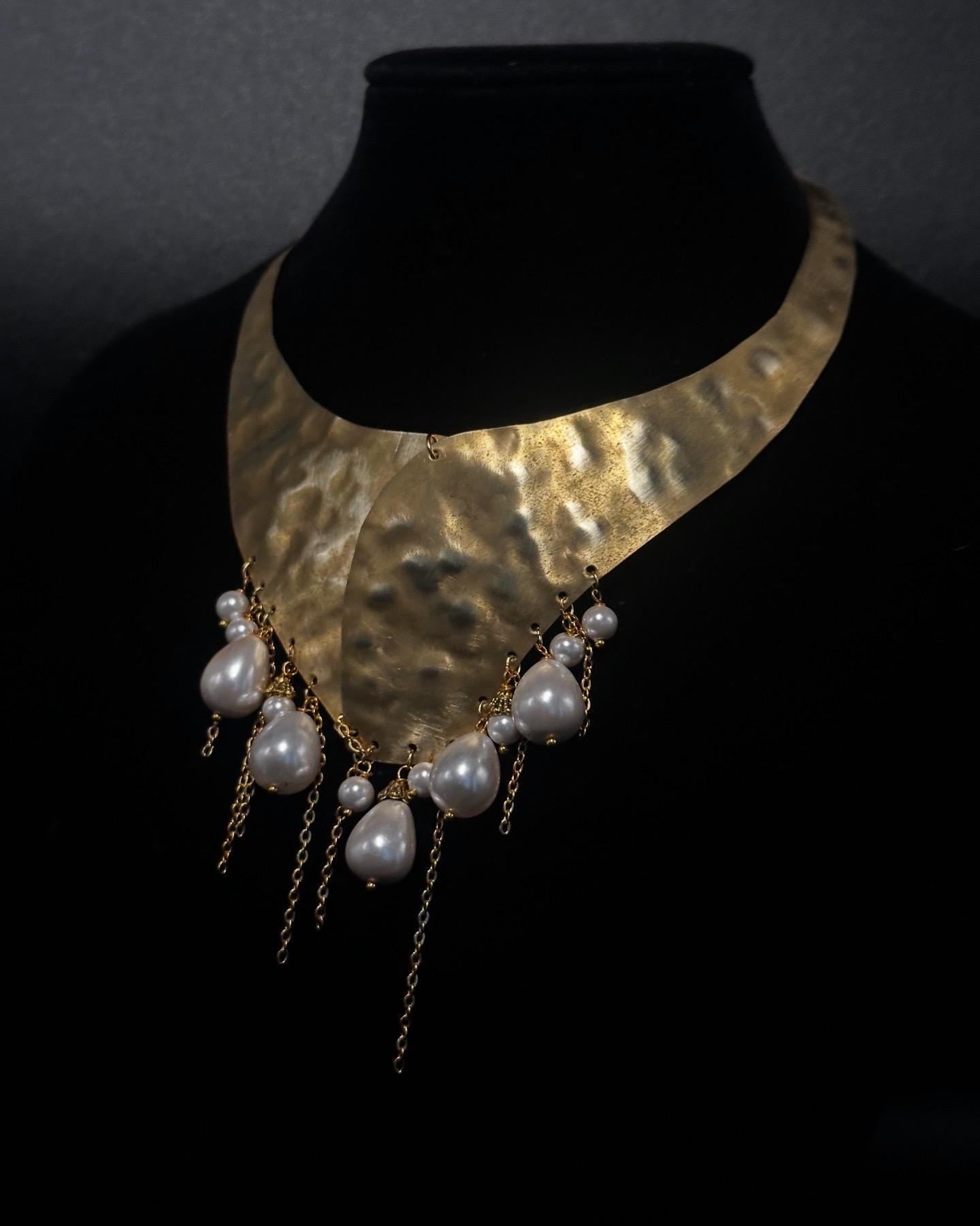 Collana ottone perle barocche