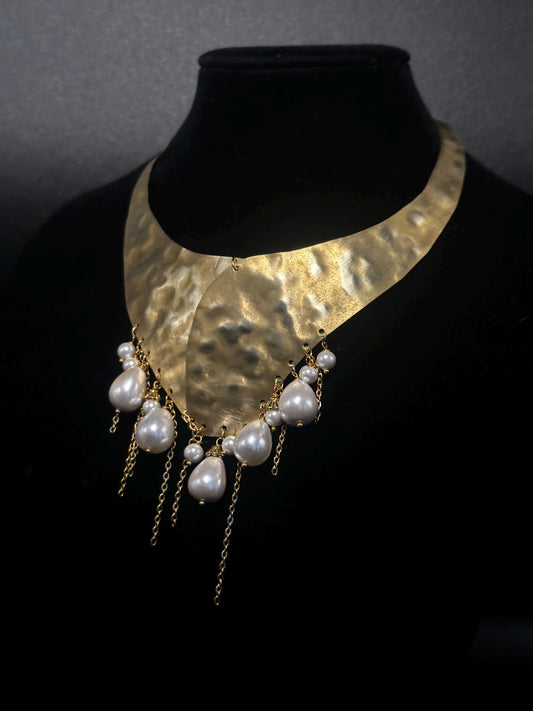 Collana ottone perle barocche